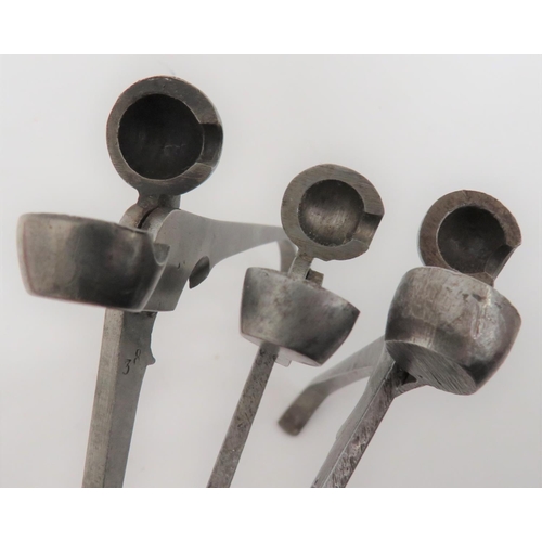 Three Mid 19th Century Bullet Moulds steel ball pincer moulds. The arms ...