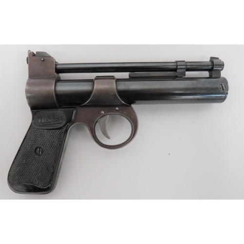 285 - Webley Junior Boxed Air Pistol
.177, 6 inch, blackened, forward hinged barrel.  Blackened tubul... 