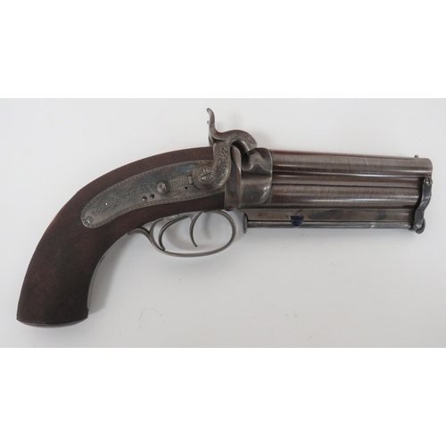 291 - Fine Wilkinson London Percussion Double Barrel Over & Under Cased Pistol
.500 smoothbore, 4 inch... 