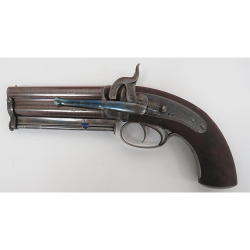 291 - Fine Wilkinson London Percussion Double Barrel Over & Under Cased Pistol
.500 smoothbore, 4 inch... 