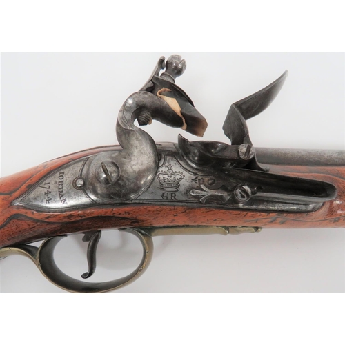 293 - Rare 1744 Dated Heavy Dragoon Land Service Flintlock Pistol
22 bore, smoothbore, 12 inch barrel.  Th... 