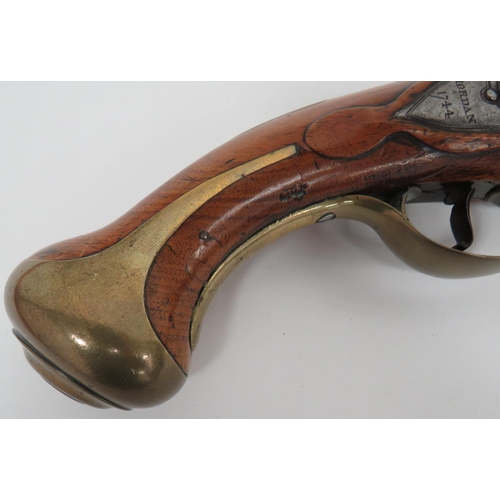 293 - Rare 1744 Dated Heavy Dragoon Land Service Flintlock Pistol
22 bore, smoothbore, 12 inch barrel.  Th... 