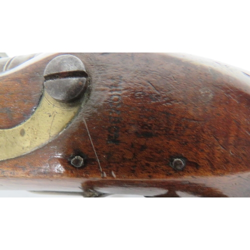 294 - William IV New Land Flintlock Pistol
14 bore, smoothbore, 8 3/4 inch barrel.  The tang with pro... 