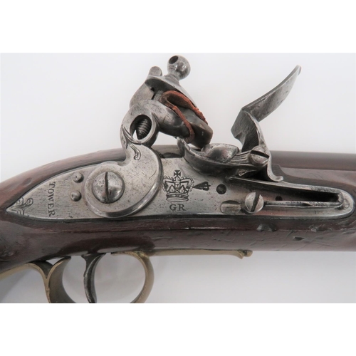 305 - British New Land Flintlock Cavalry Pistol
.650 smoothbore, 9 inch browned barrel.  Breech with ... 