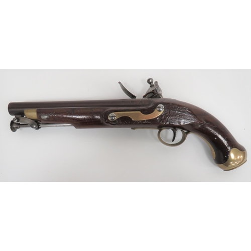 305 - British New Land Flintlock Cavalry Pistol
.650 smoothbore, 9 inch browned barrel.  Breech with ... 