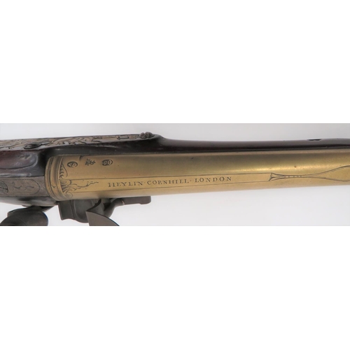 310 - Late 18th Century Heylin London Brass Barrel Carbine
20 inch, smoothbore brass barrel.  The top... 