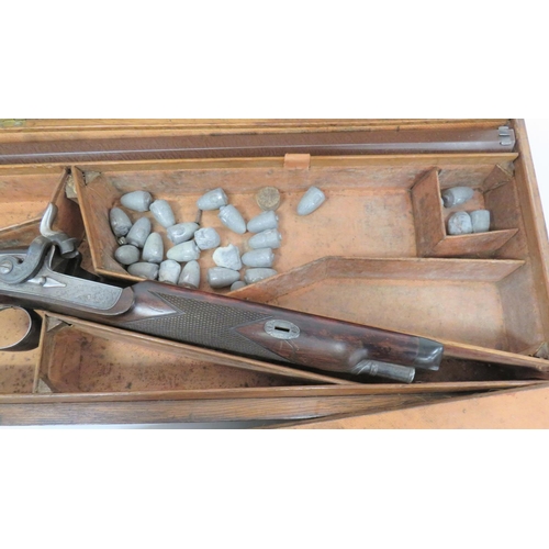 312 - Fine Quality Cased Charles Lancaster London Percussion Sporting Rifle
32 inch, 18 bore, two groove, ... 