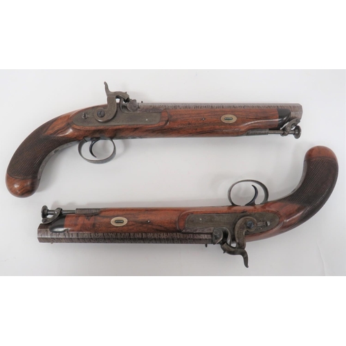 324 - Mid 19th Century Pair Of Cased Percussion Holster Pistols By Bourne
8 3/4 inch, 16 bore, octago... 