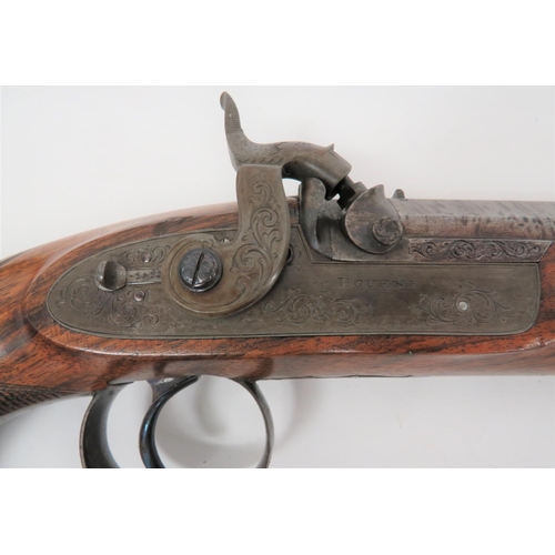 324 - Mid 19th Century Pair Of Cased Percussion Holster Pistols By Bourne
8 3/4 inch, 16 bore, octago... 