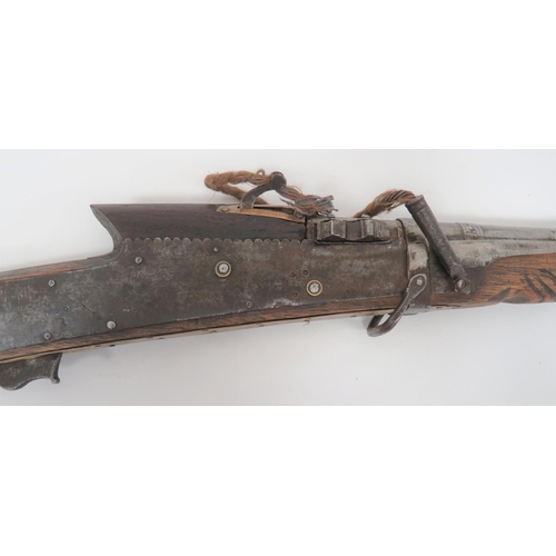 331 - Early 19th Century Indian Matchlock Musket
41 inch, smoothbore barrel.  Heavy breech.  Sim... 