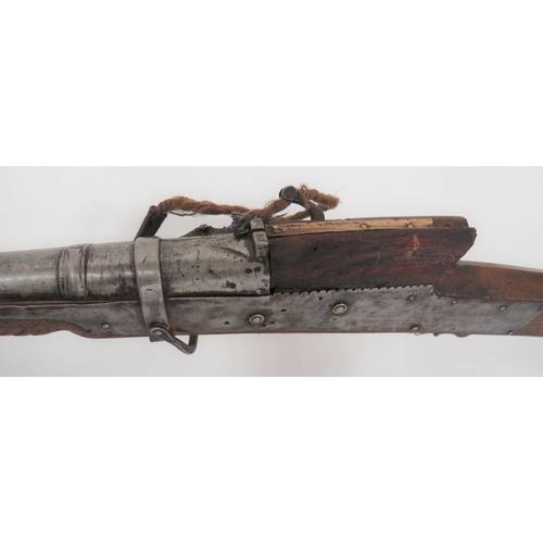 331 - Early 19th Century Indian Matchlock Musket
41 inch, smoothbore barrel.  Heavy breech.  Sim... 