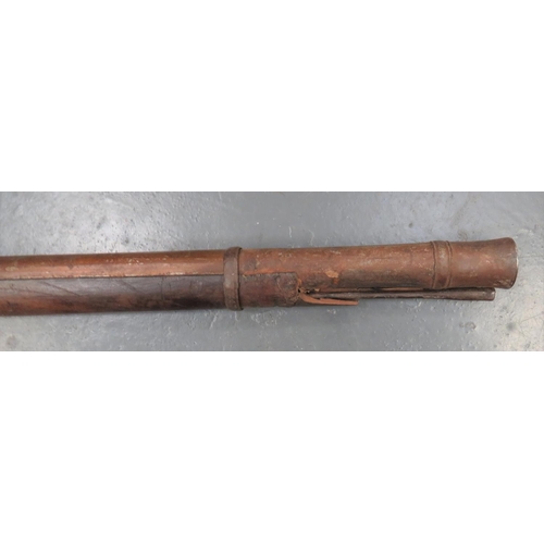 340 - Early 19th Century Indian Fort Rampart Matchlock
69 1/2 inch, 12 bore, steel muzzle.  Rear bloc... 