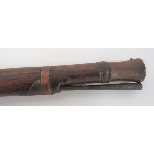 342 - Early 19th Century Indian Matchlock Musket
42 inch, 15 bore barrel with flared muzzle and thick bree... 