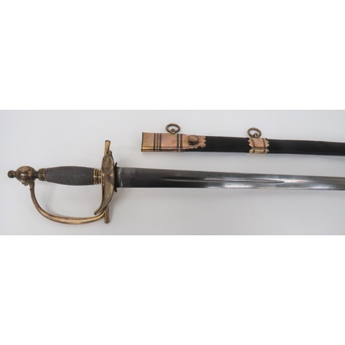 24 - 1796 Pattern Heavy Cavalry Officer's Sword
31 1/2 inch, double edged blade with short, narrow, centr... 