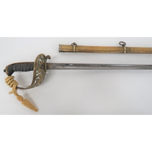 25 - Royal Engineers 1857 Pattern Officer's Sword
32 1/4 inch, dumbbell blade with central fuller.  Etche... 