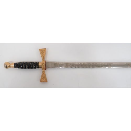 50 - Wilkinson Post 1953 English Presentation Sword
29 3/4 inch, double edged, plated blade.  One si... 