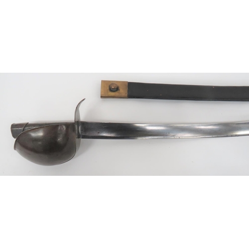 65 - French M1833 Naval Cutlass
26 3/4 inch, single edged, slightly curved blade with wide fuller.  Back ... 