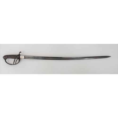 7 - Victorian South Middlesex Rifles Officer's Sword
32 1/2 inch, single edged blade.  Etched floral pan... 