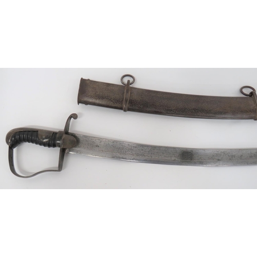 73 - British 1796 Pattern 22nd Light Dragoons Trooper's Sword
32 1/2 inch, single edged, slightly curved ... 