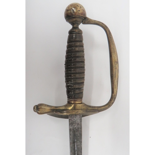 76 - Mid 19th Century Musician's Sword
26 3/4 inch, single edged blade with fuller.  Brass shell gua... 