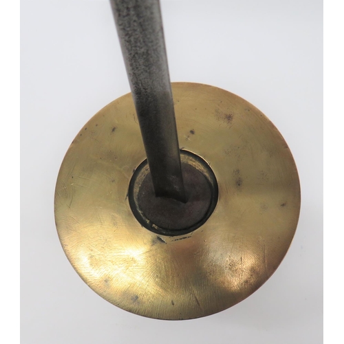 77 - Early 19th Century Fencing Sword
30 1/2 inch, hollow ground, trefoil blade.  Large, brass disk ... 