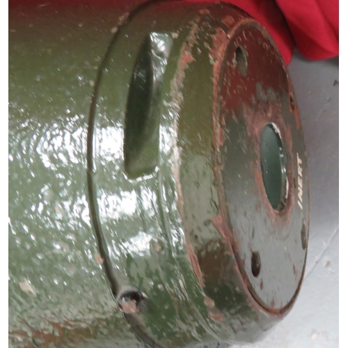 197 - WW2 RAF 250lb Bomb Casing
28 1/2 inch, long, green repainted casing.  The top fitted with steel lift... 