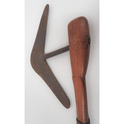 204 - Late 19th Century African Zulu Tlokoa Axe
9 1/2 inch, single edged, crescent shaped head with centra... 