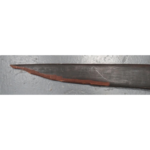 206 - Early 20th Century African Paddle Spear
27 1/2 inch, double edged, blackened wooden head.  The ... 