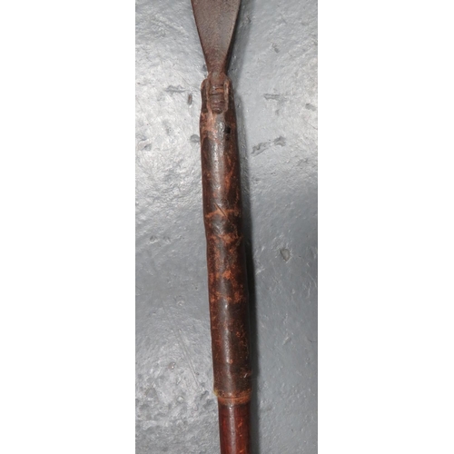 215 - Late 19th Century African Zulu Stabbing Spear
16 1/2 inch, double edged, narrow blade.  Animal ... 