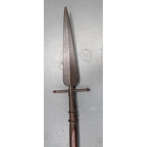 231 - Rare Napoleonic Wars Sergeant's Spontoon Pike
12 inch, double edged leaf blade.  Lower pointed ... 