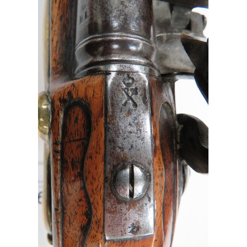 293 - Rare 1744 Dated Heavy Dragoon Land Service Flintlock Pistol
22 bore, smoothbore, 12 inch barrel.  Th... 