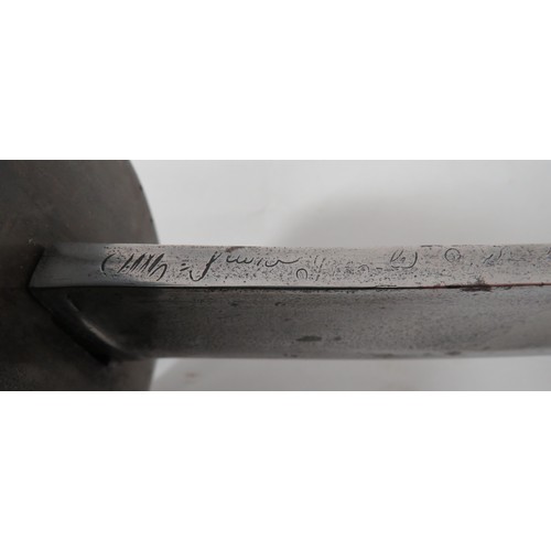 65 - French M1833 Naval Cutlass
26 3/4 inch, single edged, slightly curved blade with wide fuller.  Back ... 