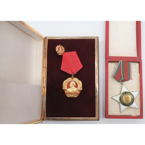 111 - Bulgaria Order Of George Dimitrov
gilt and enamel medal complete in fitted box with matching lapel b... 