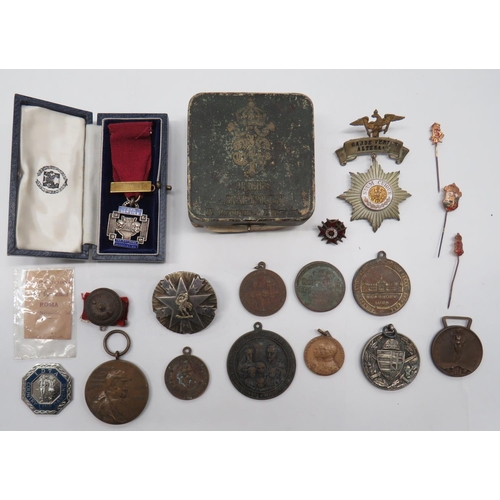 Selection of Various Medals
including WW1 Italian medal ... 1914-18 Hungarian medal ... 2 x Russian Royal Family medals ... Wilhelm I 1897 medal ... Silver and enamel National Operatic & Drama Association Long Service medal.  Varied selection.  15 + items.