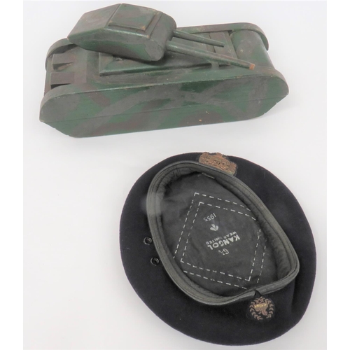 123 - WW2 Period Child's Toy Tank
well constructed, home made model of a camouflaged tank.  Swivellin... 