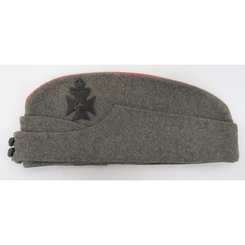 226 - 9th London Queen Victoria Rifles Forage Cap
grey crown, body and curtain.  Red piping to the cr... 