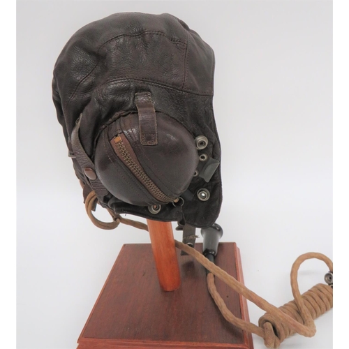 356 - WW2 FAA Late Pattern Naval C Type Flying Helmet
brown chrome leather, multi panel helmet.  Leat... 