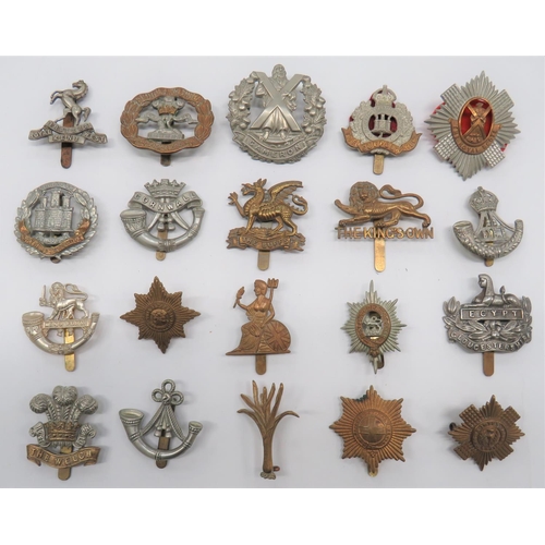 77 - Infantry Cap Badges
including brass, The Kings Own ... Bi-metal South Lancashire ... Bi-metal The We... 