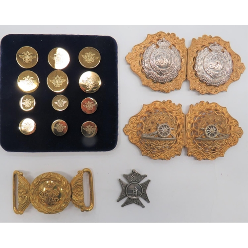 88 - Two Ladies Regiment Belt Buckles
consisting gilt filagree, two piece buckle overlaid with Royal Arti... 