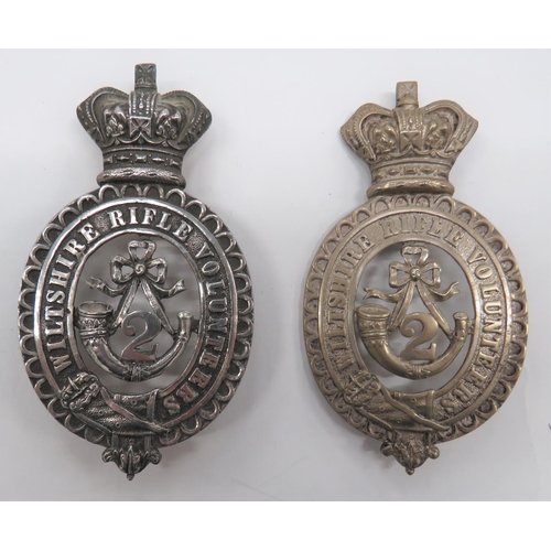 94 - 2nd Wiltshire Rifle Volunteers Pouch Badges
cast, voided, white metal belted oval inscribed 