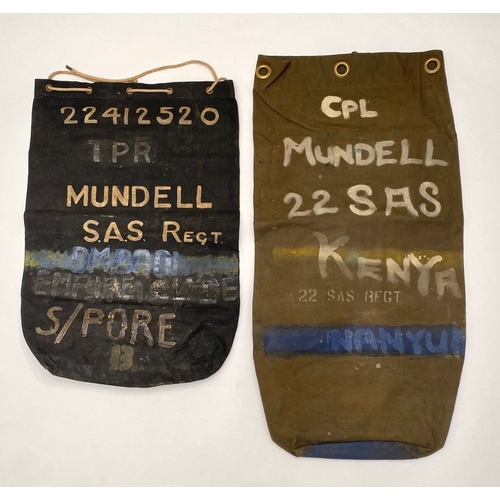 145 - 22 SAS Special Air Service Kit Bags of Lt Col W.L. Mundell BEM Two issue kit bags used by Lt Col W.L... 