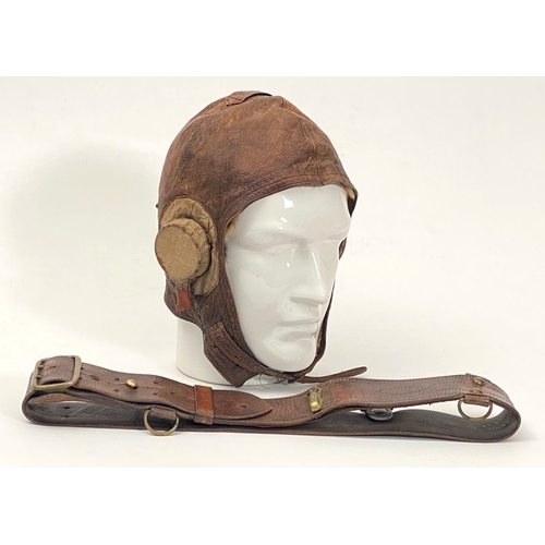 348 - 1920’s Flying Helmet of Flying Officer Augustus Harold PadleyAn unusual and scarce example. Br... 