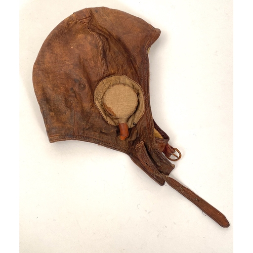 348 - 1920’s Flying Helmet of Flying Officer Augustus Harold PadleyAn unusual and scarce example. Br... 