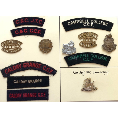 116 - 13 OTC/CCF/Cadet badges & titles. Cambridge & County, Calday Grange, Campbell & Cardiff University. ... 