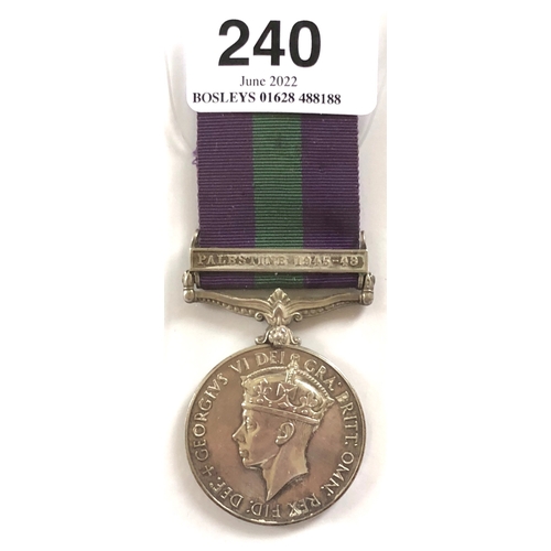 240 - Royal Electrical & Mechanical Engineers REME General Service Medal, PALESTINE 1945-48. Awarded t... 