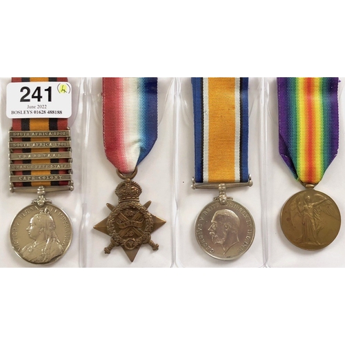 241 - Middlesex Regiment Boer War WW1 Queens South Africa Mons Star Group of Four Medals Awarded to Privat... 