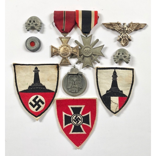 368 - German Third Reich. 8 assorted medals / badges.   Eastern Front Medal lacking suspension and ribbon ... 