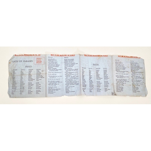 398 - WW2 RAF Aircrew Escape & Evasion List of Phrases Tissue Paper Issue.   This is a scarce blue tissue ... 