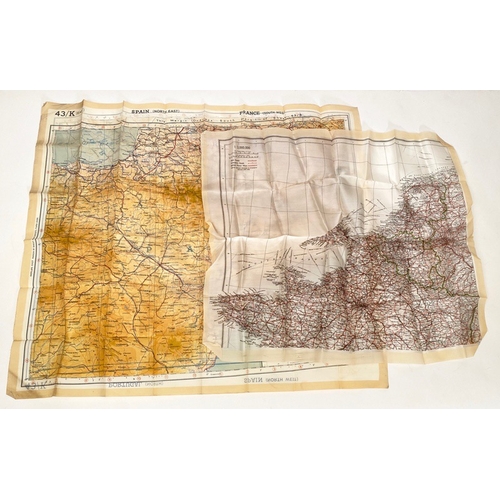 402 - WW2 RAF / Special Forces Silk Escape Maps of Europe.   Comprising: France, Holland and tip of Englan... 