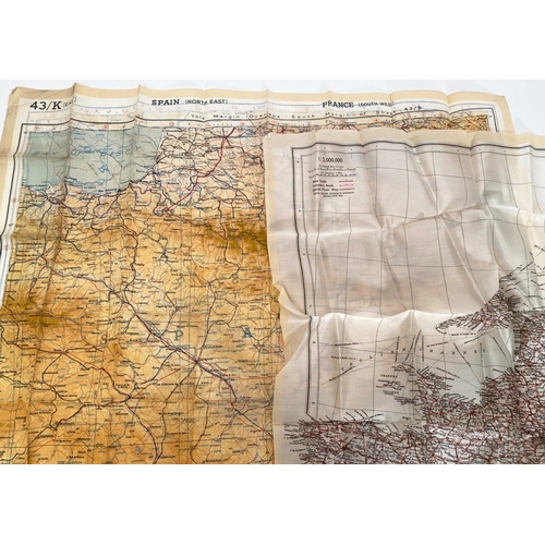 402 - WW2 RAF / Special Forces Silk Escape Maps of Europe.   Comprising: France, Holland and tip of Englan... 